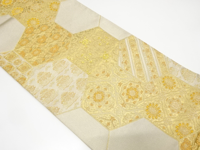 アンティーク　亀甲繋ぎに花唐草・華紋織り出し袋帯（材料）